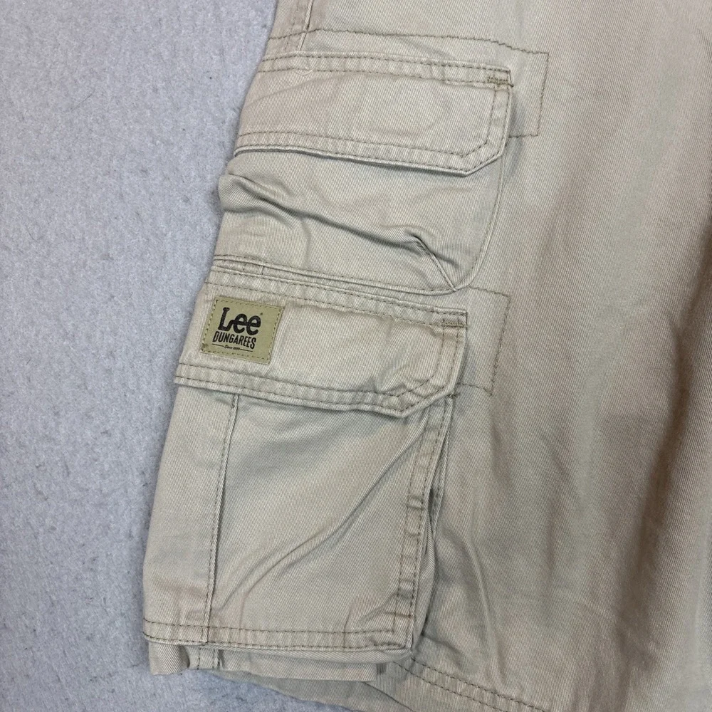 Lee Dungarees Mens Khaki Tan Ripstop Cotton Cargo Shorts Size 33
